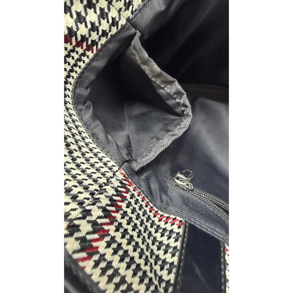 Lauren Ralph Lauren Houndstooth Plaid Tote Bag Black White Red Mens Womens - Picture 10 of 10